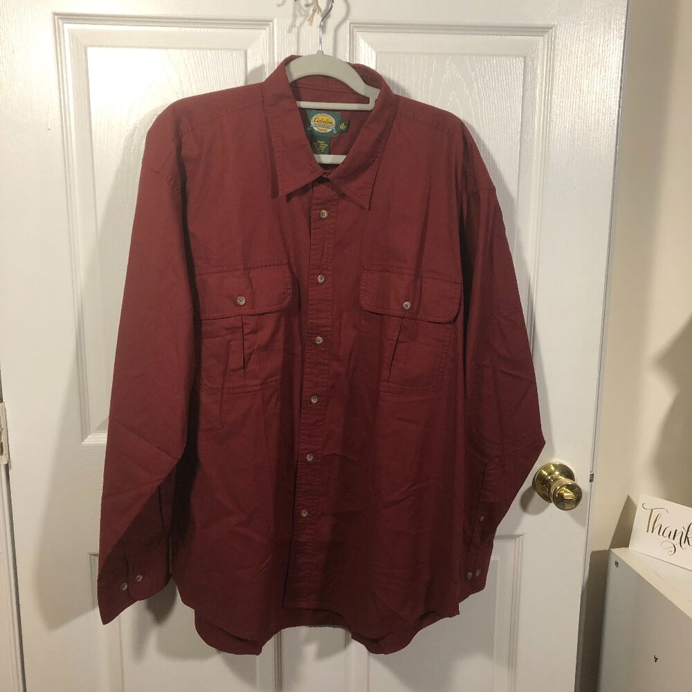 Vintage Cabelas' Outdoor Gear red merlot long sleeve shirt, XL
